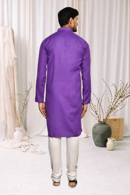 Mens cotton plain kurta pajama 4