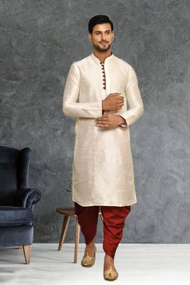 Mens silk plain dhoti kurta 1