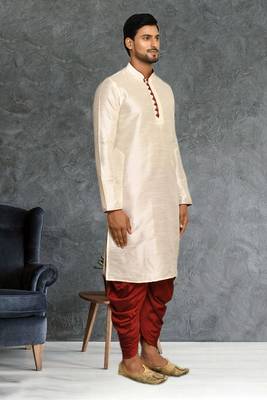 Mens silk plain dhoti kurta 2