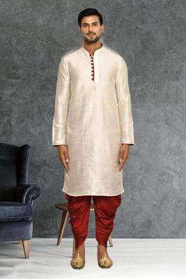 Mens silk plain dhoti kurta 3