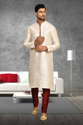 Mens silk plain kurta pajama 2