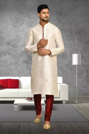 Mens silk plain kurta pajama