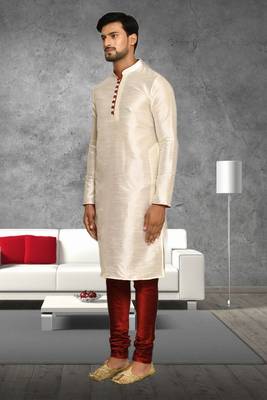 Mens silk plain kurta pajama 3