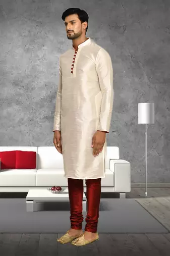Mens silk plain kurta pajama