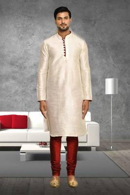 Mens silk plain kurta pajama 1
