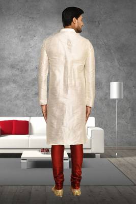 Mens silk plain kurta pajama 4