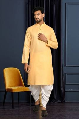 Mens cotton plain dhoti kurta 1