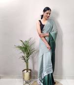 light Colour Rangoli Silk Fabric Ready To Wear Saree WITH UN-STITCHED BLOUSE