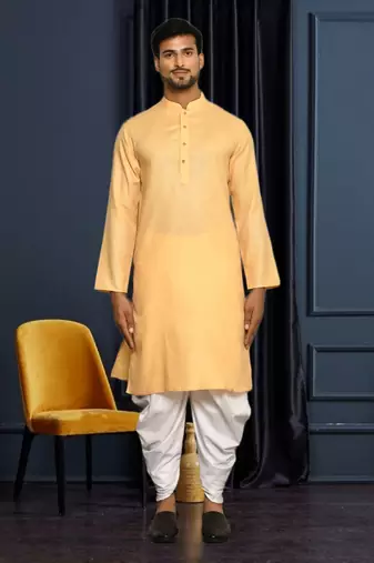 Mens cotton plain dhoti kurta
