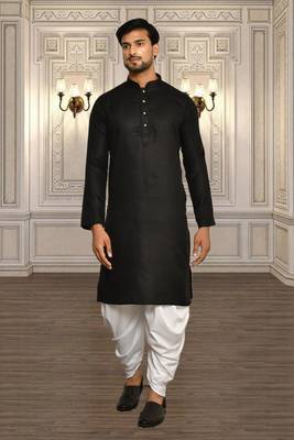 Mens cotton plain dhoti kurta 1