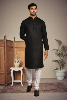 Mens cotton plain kurta pajama 1