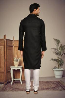 Mens cotton plain kurta pajama 4