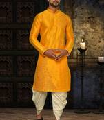 Mens silk embroidered dhoti kurta