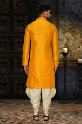 Mens silk embroidered dhoti kurta