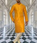 Mens silk embroidered kurta pajama