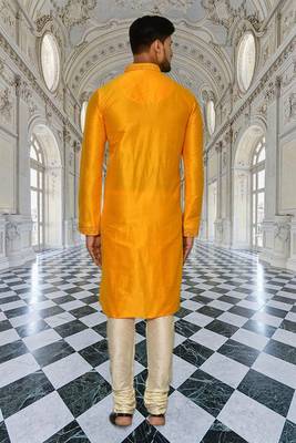 Mens silk embroidered kurta pajama 4