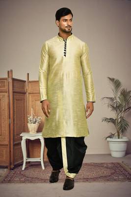 Mens silk plain dhoti kurta 2