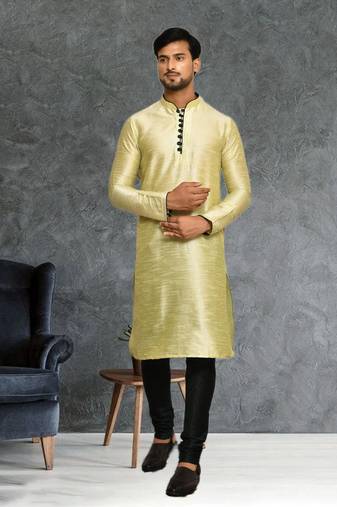 Mens silk plain kurta pajama
