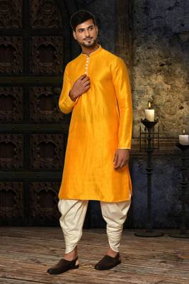 Mens silk plain dhoti kurta 1