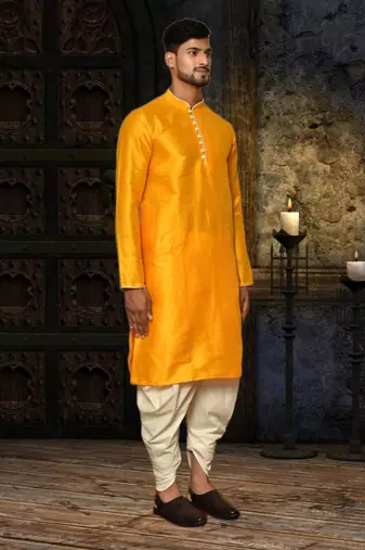 Mens silk plain dhoti kurta