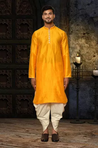 Mens silk plain dhoti kurta