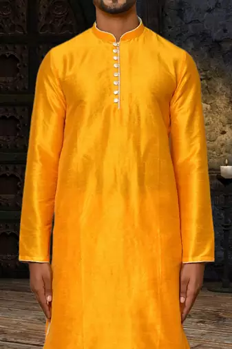 Mens silk plain dhoti kurta