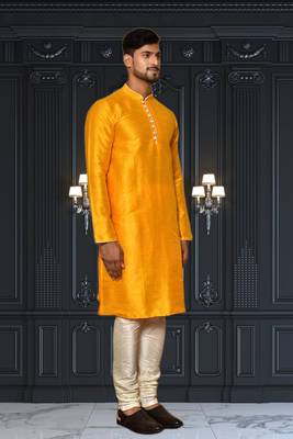 Mens silk plain kurta pajama 2