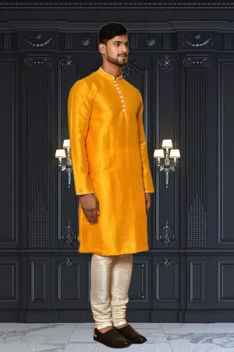 Mens silk plain kurta pajama