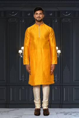 Mens silk plain kurta pajama 3