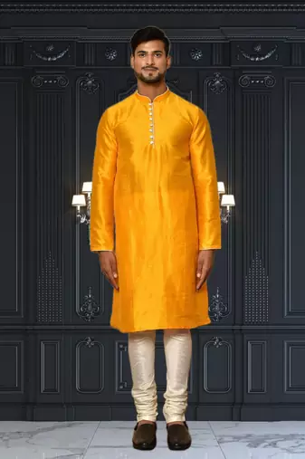 Mens silk plain kurta pajama
