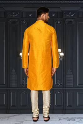 Mens silk plain kurta pajama 4