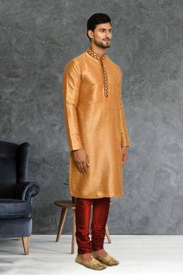Mens silk embroidered kurta pajama 2