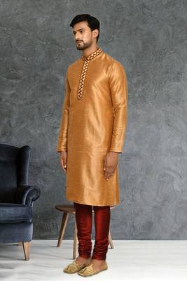 Mens silk embroidered kurta pajama 3