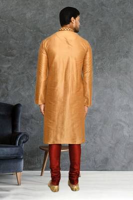 Mens silk embroidered kurta pajama 4