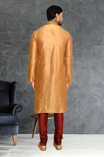 Mens silk embroidered kurta pajama