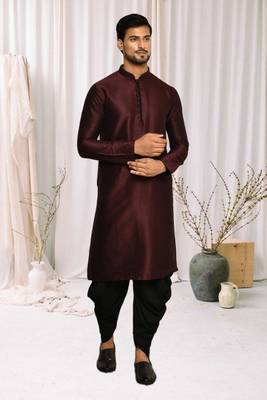 Mens cotton plain dhoti kurta 1