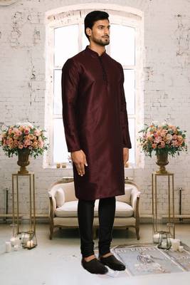 Mens cotton plain kurta pajama 2