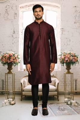Mens cotton plain kurta pajama 3