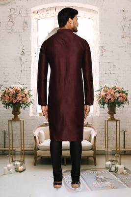 Mens cotton plain kurta pajama 4