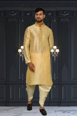 Mens silk embroidered dhoti kurta 1