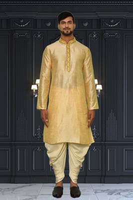 Mens silk embroidered dhoti kurta 3