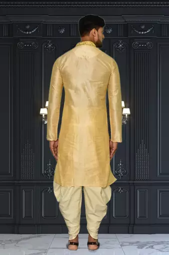 Mens silk embroidered dhoti kurta