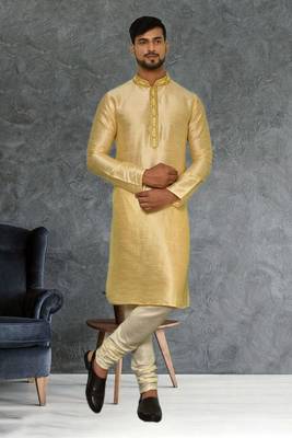 Mens silk embroidered kurta pajama 1