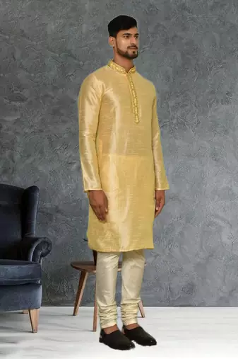Mens silk embroidered kurta pajama