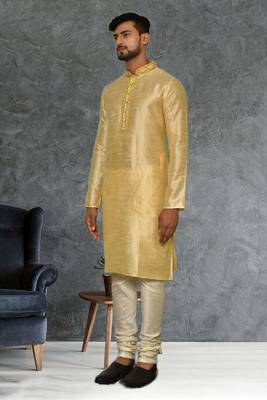 Mens silk embroidered kurta pajama 3