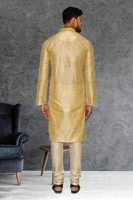 Mens silk embroidered kurta pajama 4