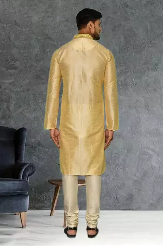 Mens silk embroidered kurta pajama