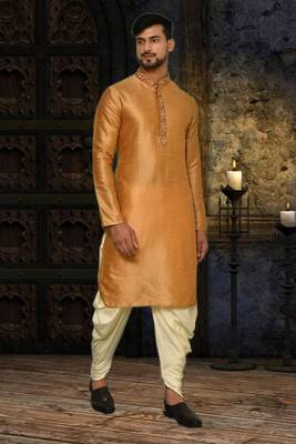 Mens silk embroidered dhoti kurta 1