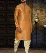 Mens silk embroidered dhoti kurta