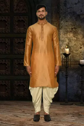 Mens silk embroidered dhoti kurta